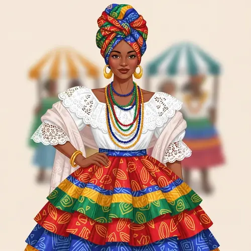 Traditional Baiana Attire Illustration | Brazilian Woman
