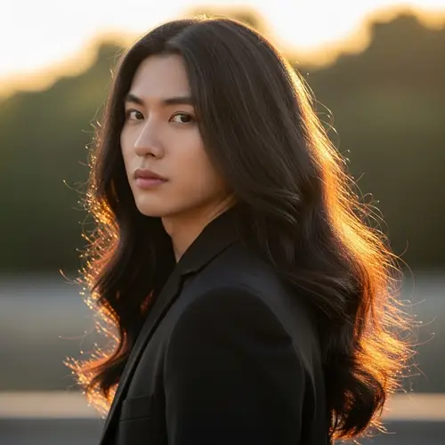 Male with Long Black Hair