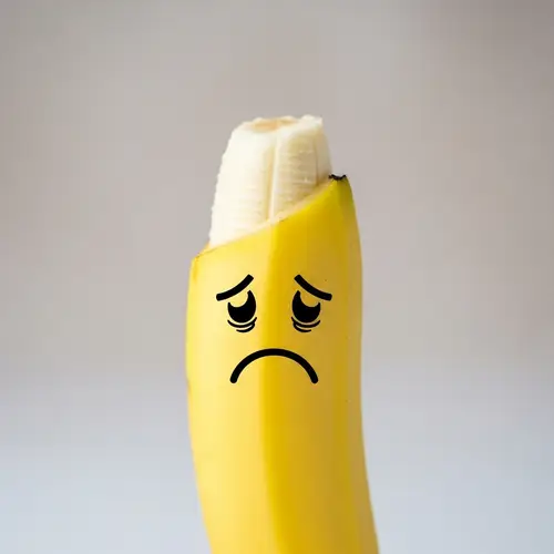 Distraught Yellow Banana - Sorrowful Cartoon Fruit Emotion