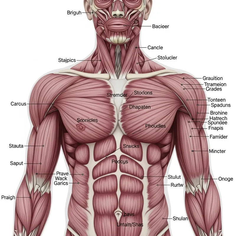 Detailed Upper Body Skeletal Muscles Anatomy