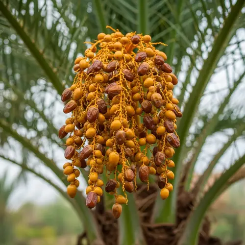 Ripe Date Fruit on Palm Tree