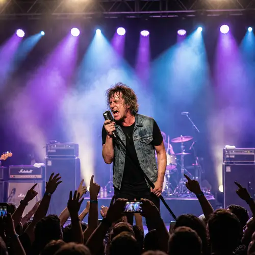 Energetic Stage Performance with Passionate Performer