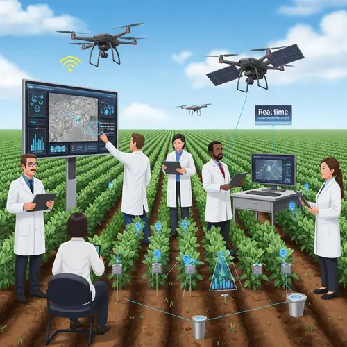 Advanced Crop Monitoring System in Agricultural Field - Tech Illustration