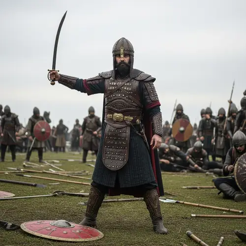 Turkish Soldier With Sword on Battlefield - Serene Aftermath