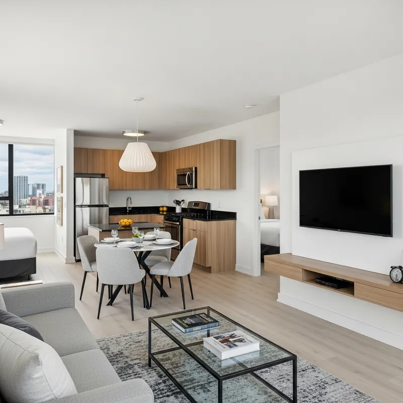 Modern Apartment with Spacious Living Room & Minimalist Decor