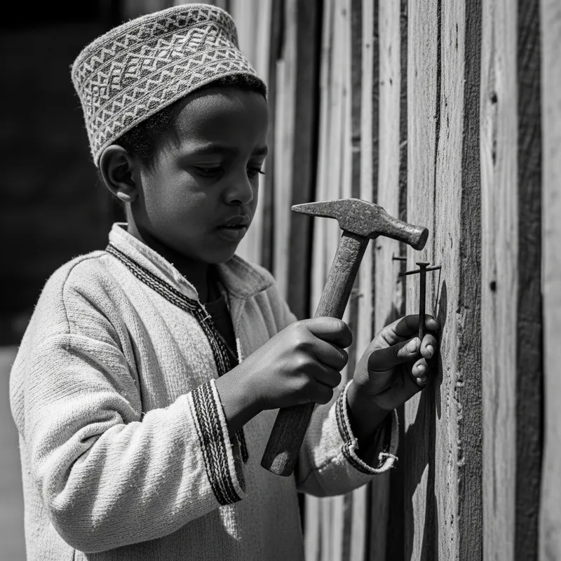 Ethiopian Boy in Traditional Attire - A Vintage Moment Ethiopian Boy in Traditional Attire - A Vintage Moment