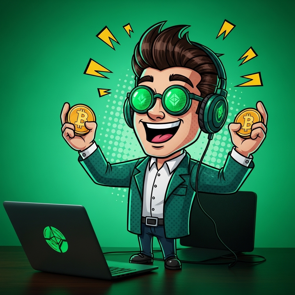 Enthusiastic Crypto Character | Trust & Positivity Illustration | AI Art  Generator | Easy-Peasy.AI