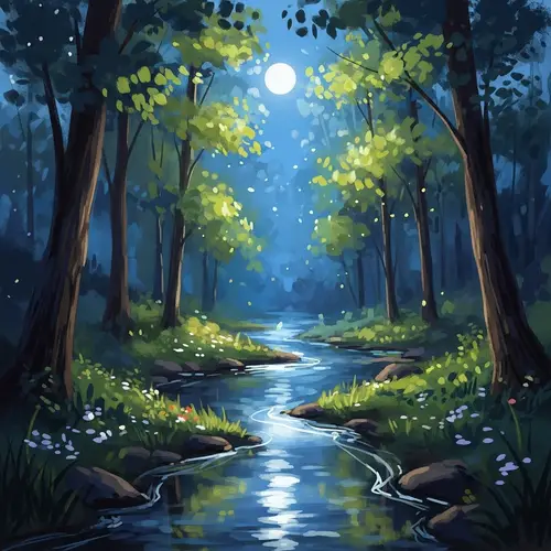 Enchanting Moonlit Forest: An Impressionist Dream
