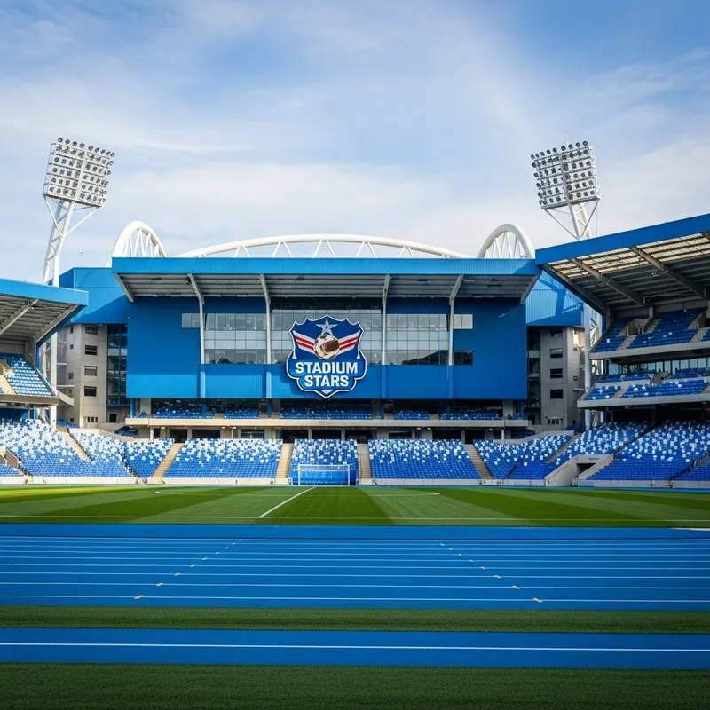 Iconic Blue and White Football Stadium Symbol