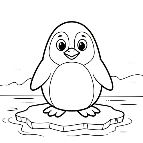 Playful Penguin Cartoon for Coloring | Classic Children's Book Style