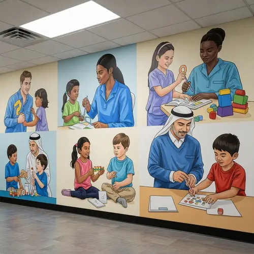 Diverse Early Intervention Wall Mural: Learning & Growth Scene