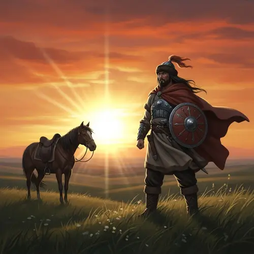 Heroic Kipchak Tribe Figure | Stunning Sunset Scene