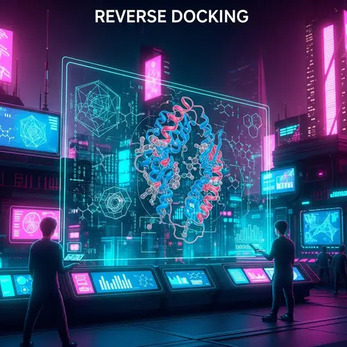 Protein Reverse Docking in Cyberpunk Ambiance