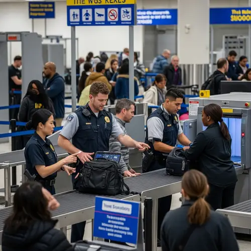 Diverse Airport Security Checkpoint | TSA Procedures and Efficiency