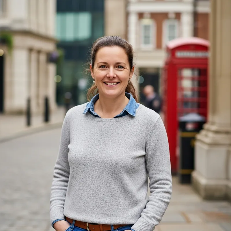 Elegant 40-Year-Old British Woman in Urban Setting