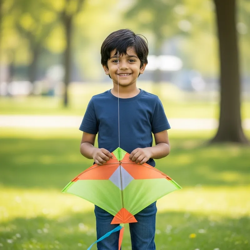 Young Boy Flying Kite | Joyful Moment in the Park