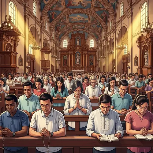 Diverse Congregation at Filipino Church Service