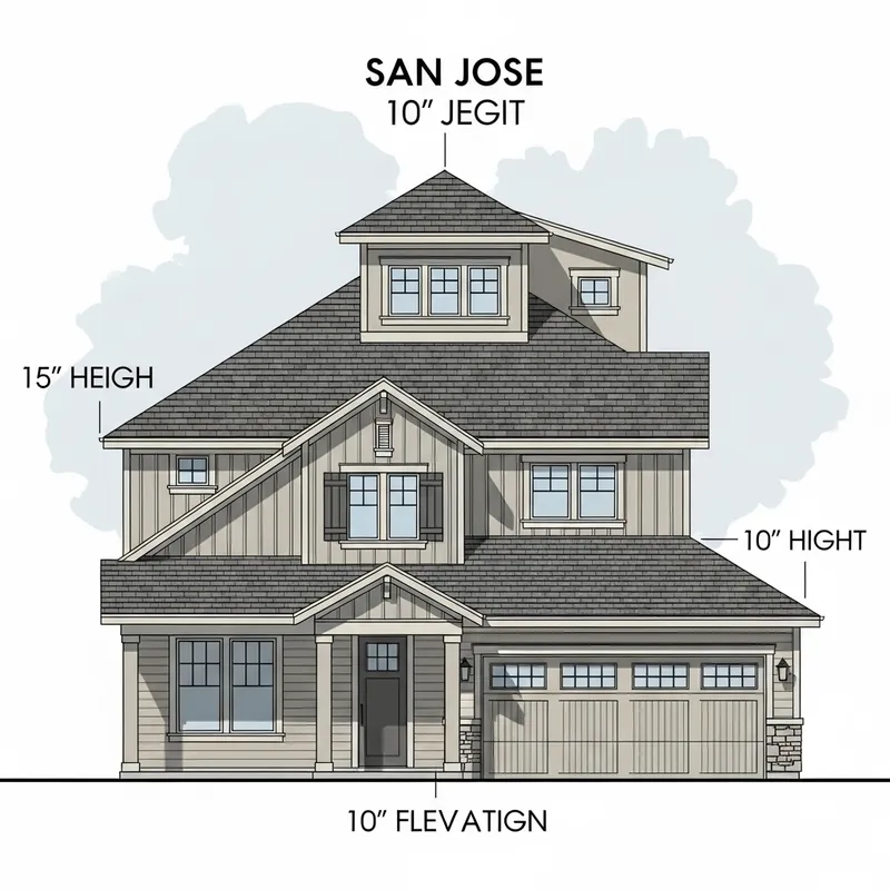 San Jose Hip & Gable Roof Home Design Elevation