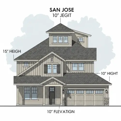 San Jose Hip & Gable Roof Home Design Elevation