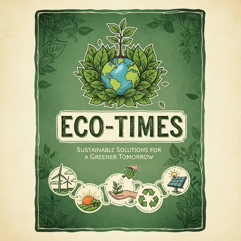 Eco-Friendly Magazine Cover in Green Tones Resembling Aged Document