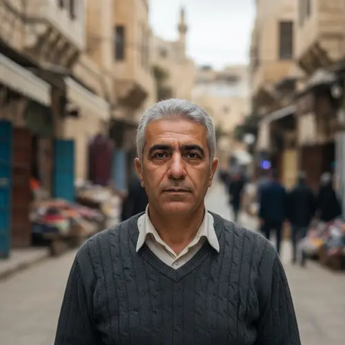 Middle-Eastern Man in Ancient City Searching for Son