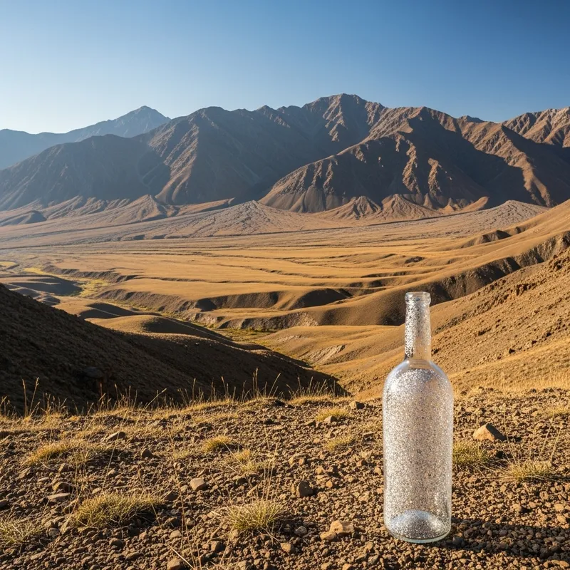 Serenity Amidst Deserted Mountains | Glass & Sparkling Bottle