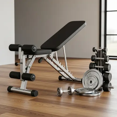 Foldable Fitness Bench with Weights for Home Gym Workouts