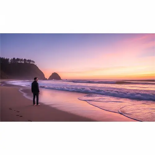 Serene Beach Sunset Panorama in Soft Pastel Colors | Fujifilm X-T4