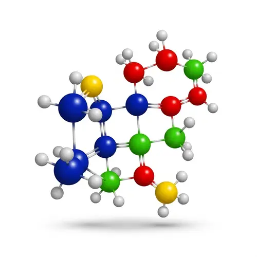 3D Molecular Model Illustration with Colorful Spheres
