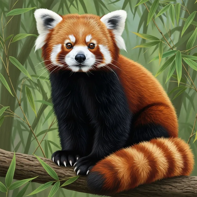 Red Panda: Native Mammal in Bamboo Forest