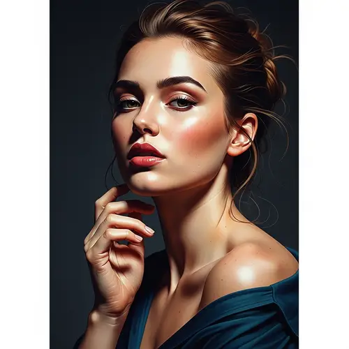 Confident Young Woman Portrait with Voluptuous Curves | Vibrant Colors | Renaissance Style