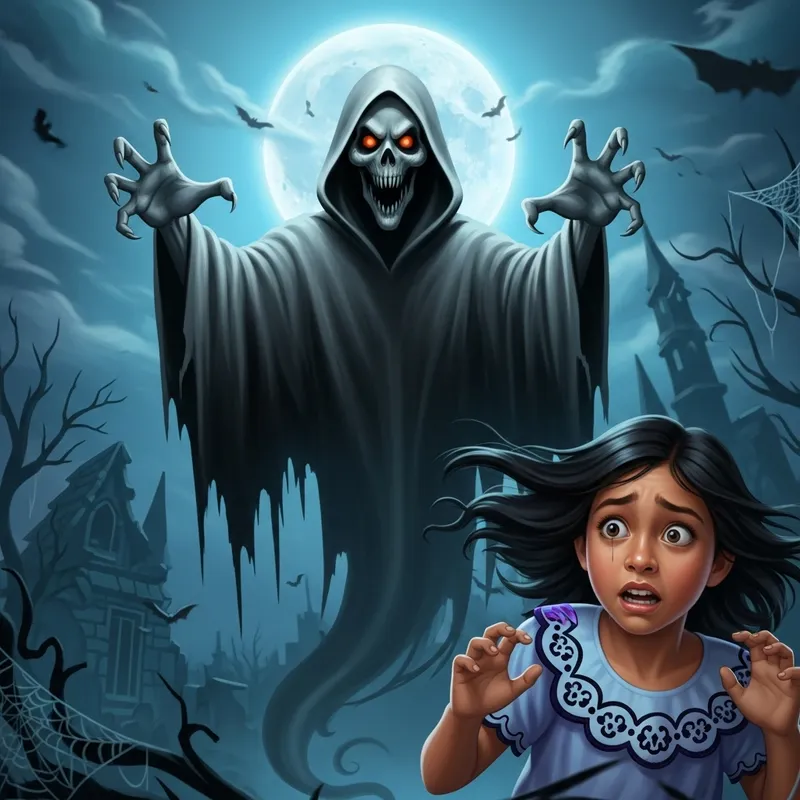 Ethereal Ghost and Scared Girl Image | Haunting Encounter