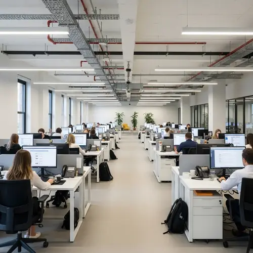 Modern Open-Plan Office with Neutral Colors | Efficient Workspace