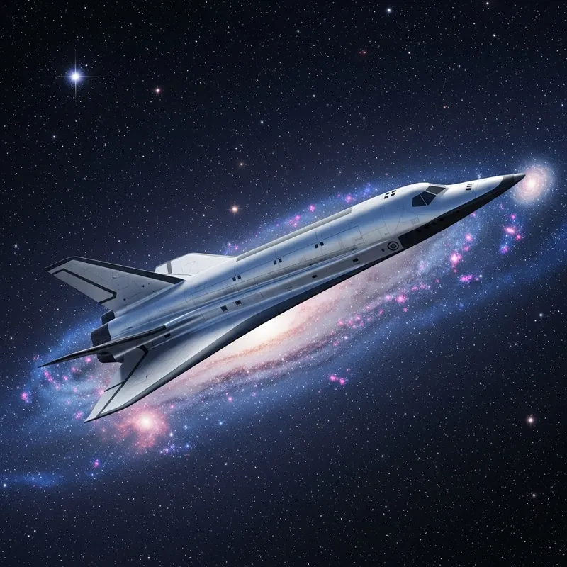 Futuristic Space Shuttle in Starry Cosmos