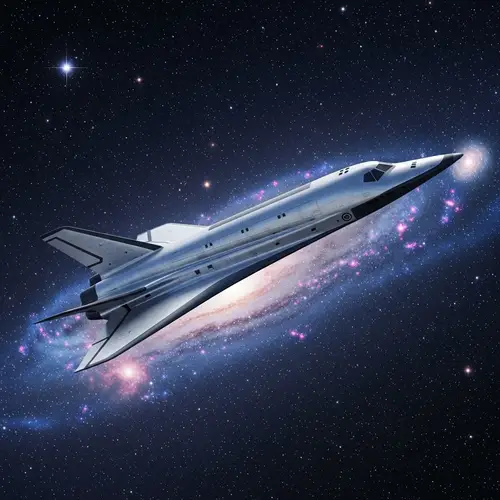 Futuristic Metallic Space Shuttle in Serene Starry Sky