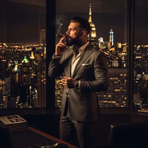 Italian Man in Tailored Suit | Stylish Tattoos & Beard | NYC View