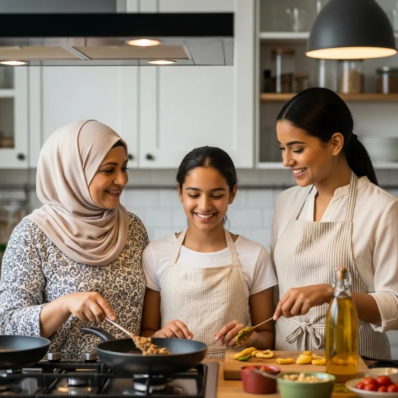 Joyful Kitchen Moments: Muslim Family Cooking Together
