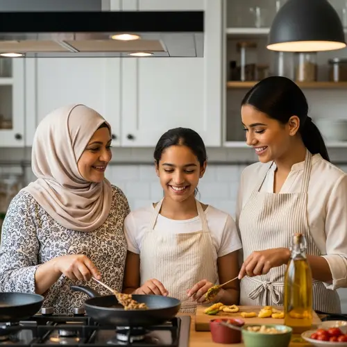 Joyful Kitchen Moments: Muslim Family Cooking Together