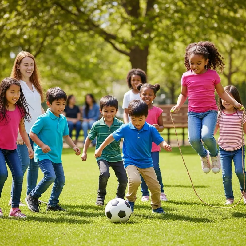 Fun and Diverse Kids Playing in Park | Lively Scene of Children Playing