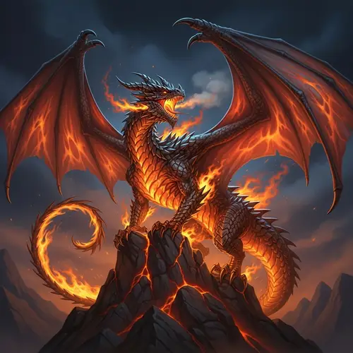 Majestic Dragon Roaring with Scales of Molten Lava