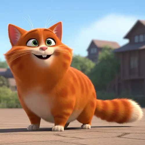 Vibrant Orange Feline with Green Eyes | Animated Character