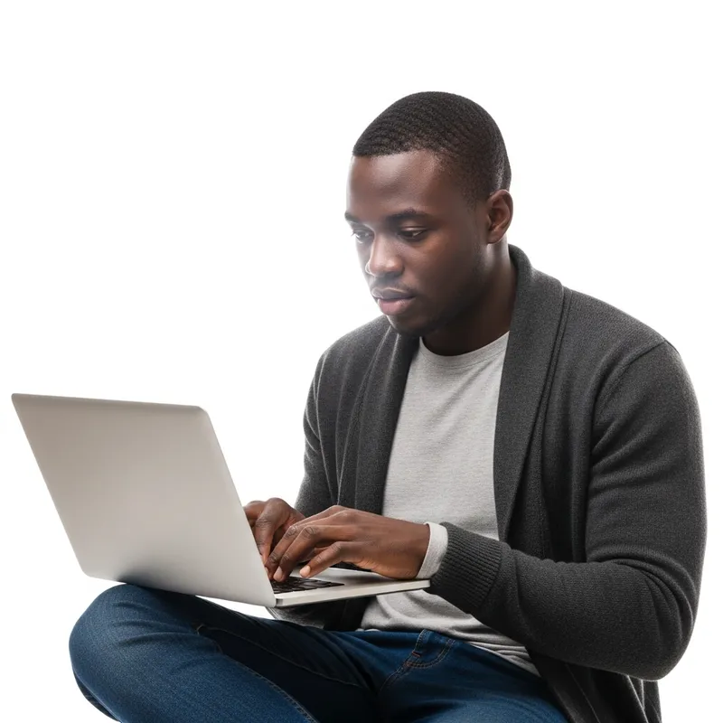 Stylish Black Guy Using Laptop - Focused & Engaged