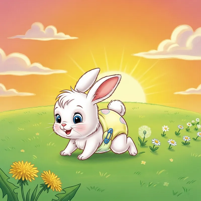 Newborn Baby Rabbit in Diapers | Cute Crawling Bunny