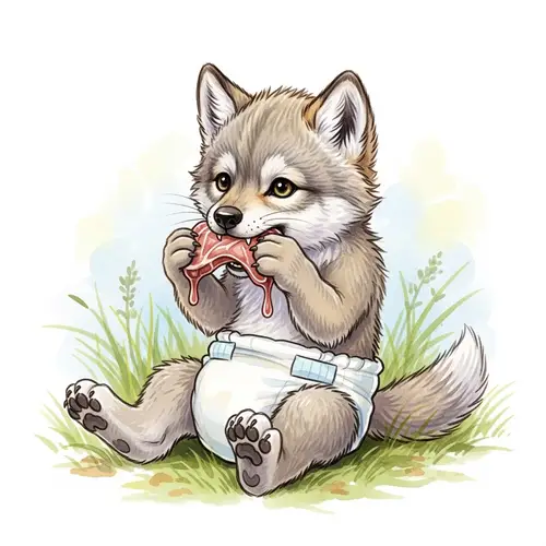 Endearing Baby Wolf Art: Fantasy-Inspired Whimsical Scene
