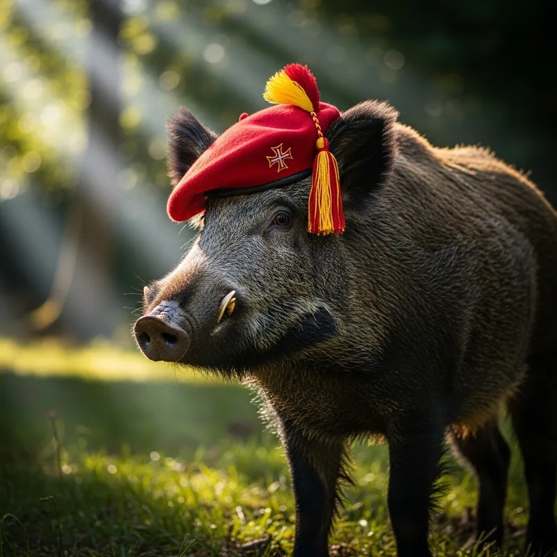 Wild Boar in Carlist Beret - Nature Photography