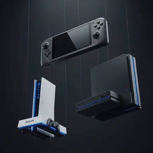 Modern Gaming Devices Floating in Mid-Air