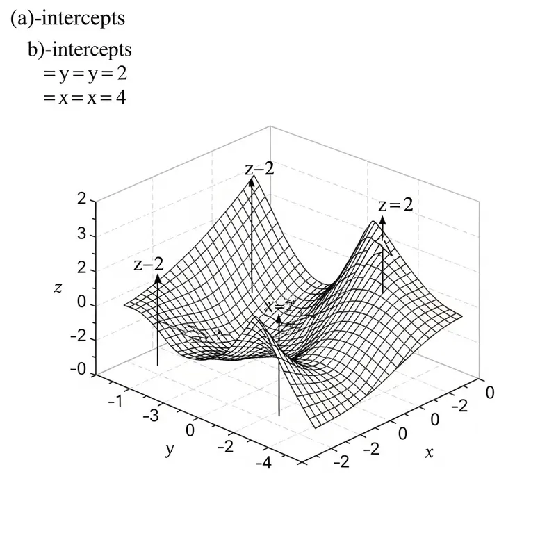 3D Graphing Function: x = ±4, y = ±2, z = ±2 Intercepts