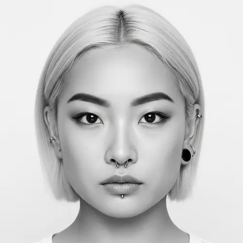 Stunning Black and White Portrait of Asian Woman