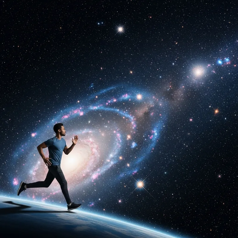 Man Running Away into the Universe - Cosmic Escape