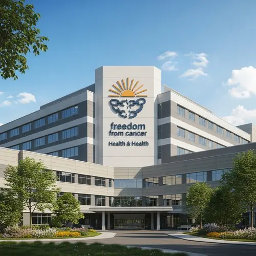 Modern Hospital with Freedom from Cancer Logo | Serene Healthcare Center